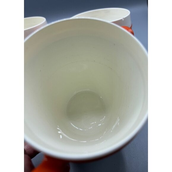 Vtg‎ New-Mar Stackable Orange Brown Mugs Set of 4 Plastic Cups Wood Look Retro - Picture 7 of 9